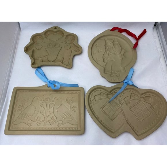 Brown Bag Other - Vintage Brown Bag Cookie Art Molds (4)  Santa, Heart, Doves, Gingerbread